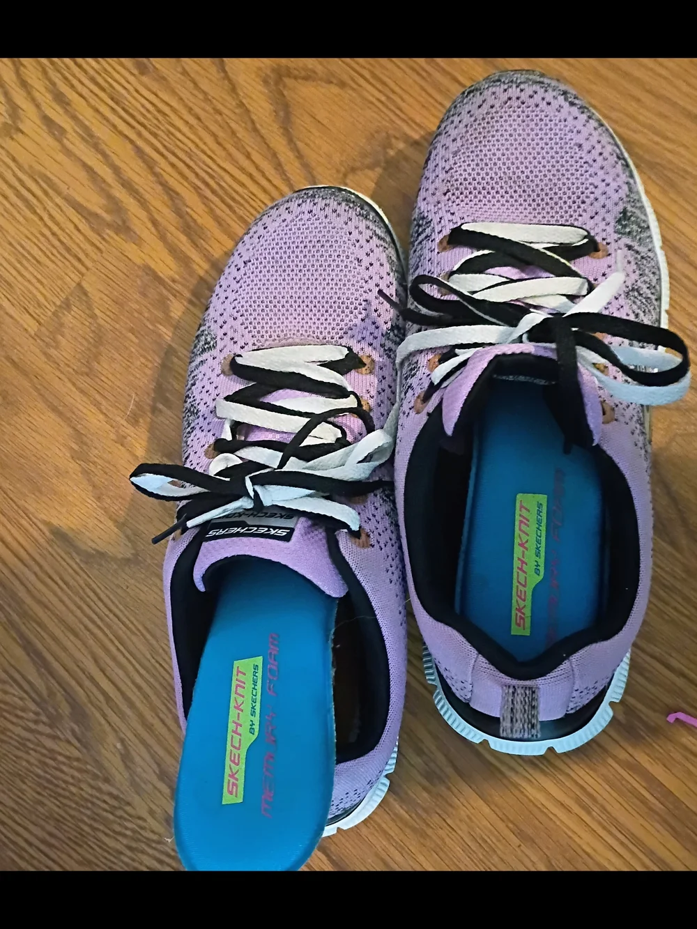 Skechers Lavender Knit Lace-Up Sneakers